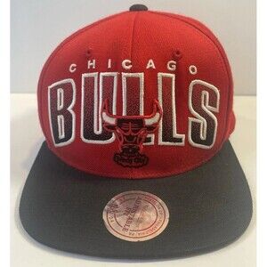 Mitchell Ness Chicago Bulls Hat Red Black Snapback Hardwood Classics Color Fade